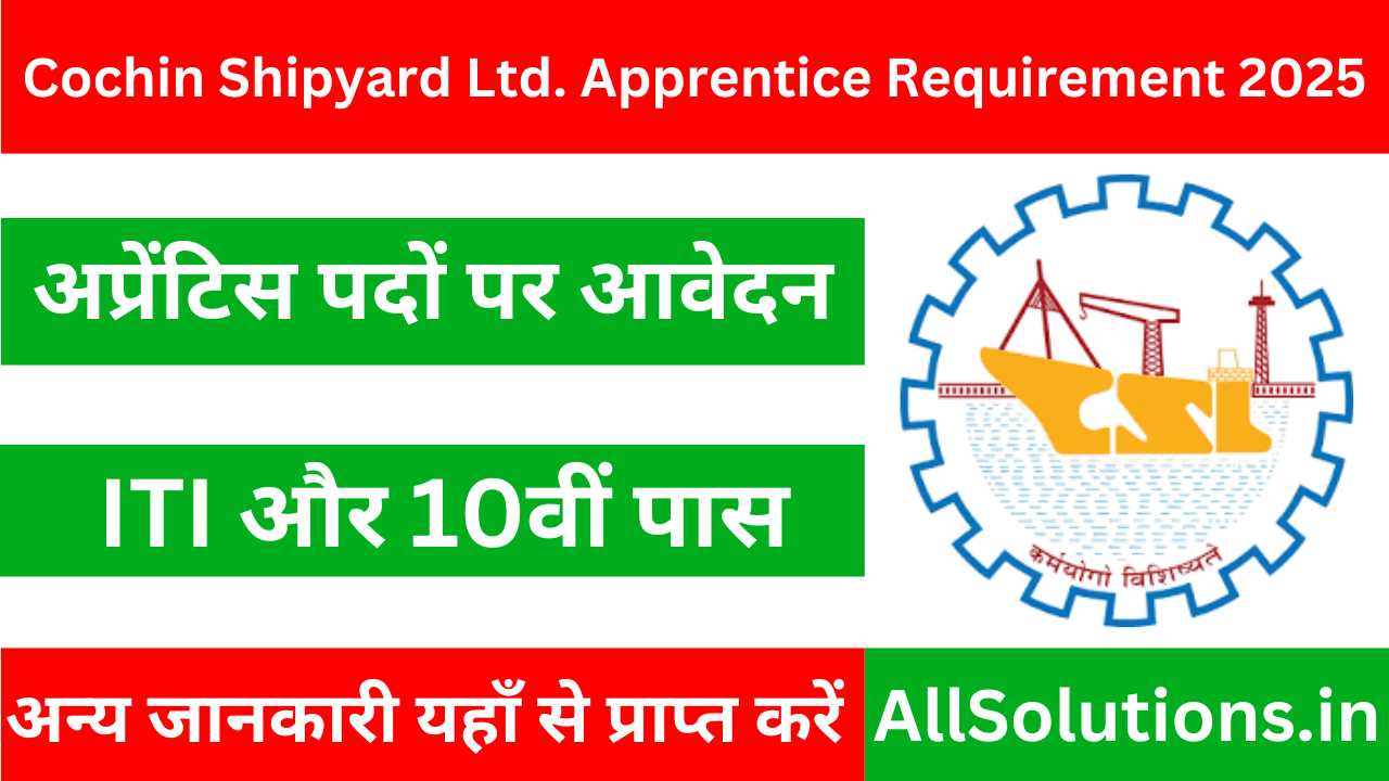 Cochin Shipyard Ltd. Apprentice Requirement 2025